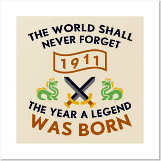 1911 The Year A Legend Was Born Dragons and Swords Design Posters and Art